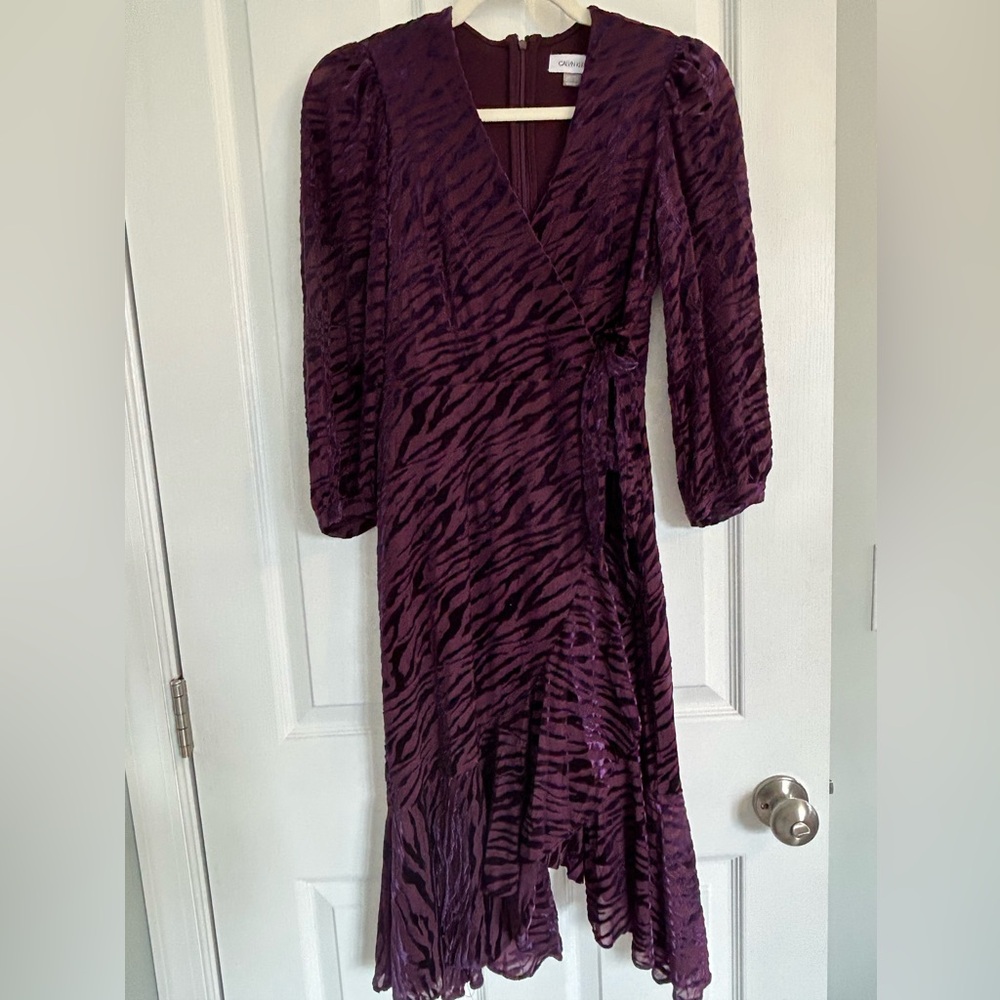 Calvin Klein Deep Purple Long Sleeve Dress